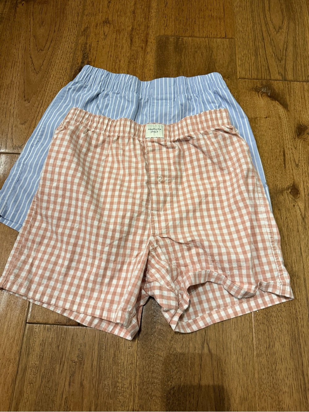 American Eagle Blue Striped & Pink Gingham Boxers